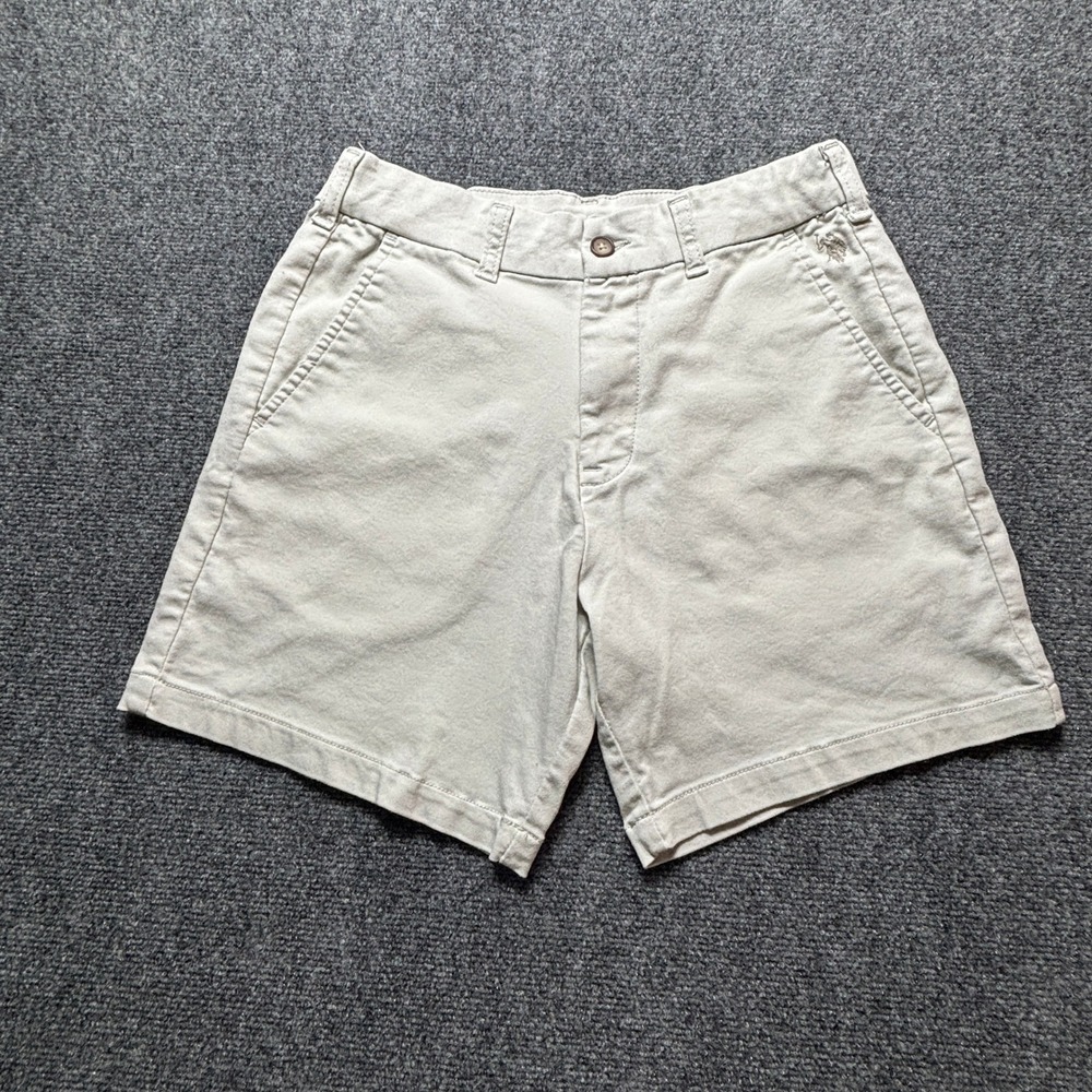 US Polo Assn Mens Khaki Chino Shorts Tan Stretch Flat Front Size S 11E0111